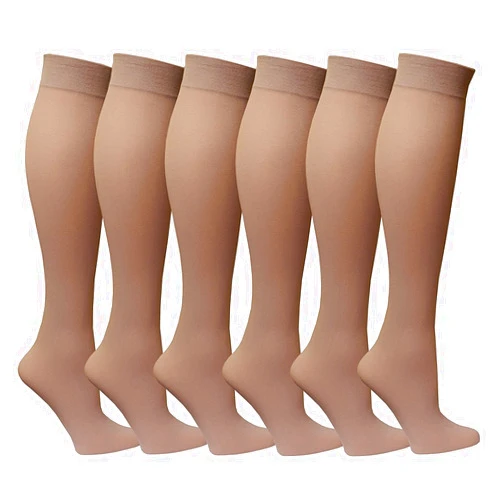 Winterlace Women’s Trouser Socks, Opaque Stretchy Nylon Knee High, Many Colors, 6 or 12 Pairs