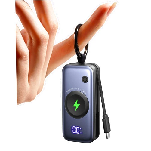 INIU Portable Charger, 5000mAh 20W External Phone Battery Pack, PD Fast Charging Keychain Power Bank with USB C Cable and Watch Charger, for iPhone 17 16 15 Air, Apple Watch Ultra 11 10 9 8 SE, etc.