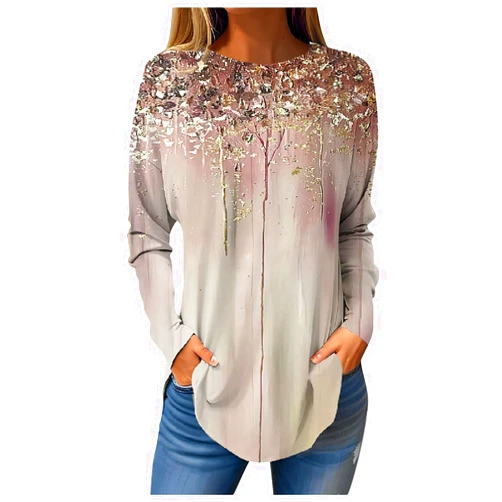 GOFULY Shirts for Women Dressy Casual Fall Solid Tunic Tops Blouses Casual Long Sleeve Sexy Tops Winter Crew Neck Sweatshirts