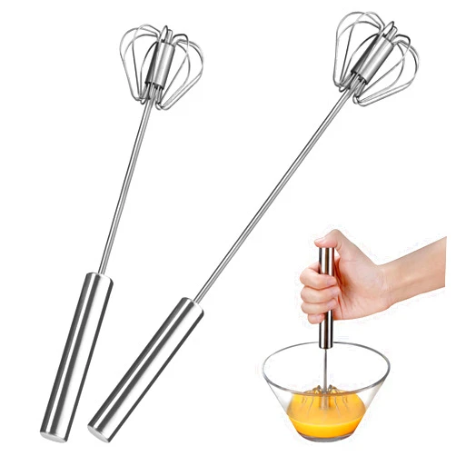 JLiup Egg Whisk,2 Pack Stainless Steel Home Kitchen Tool, Hand Easy Whisk Egg Beater Manual Mixer Blender for Whisking, Beating & Stirring (14 Inch and 10 Inch)
