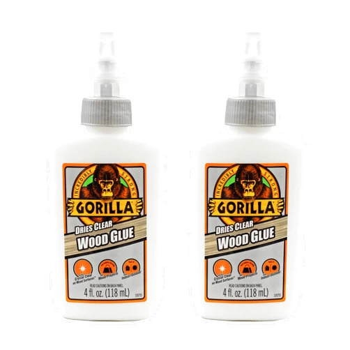 Gorilla Dries Clear Wood Glue, 4oz Bottle (Pack of 2)
