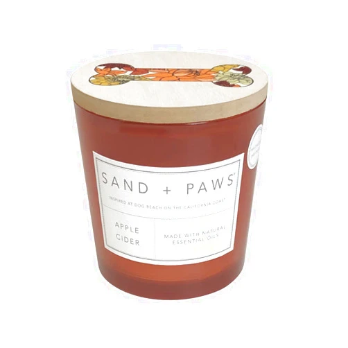 Sand + Fog Sand + Paws Scented Candle - Apple Cider - Additional Scents and Sizes –Luxurious Air Freshening Jar Candles Neutralize pet Odors and Enhance Home décor – 100% Cotton Lead-Free Wicks - 21 oz