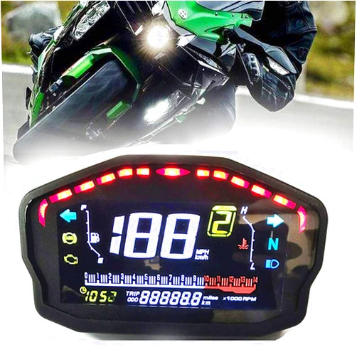 SAMDO Universal Motorcycle Speedometer Odometer Tachometer 14000 RPM 199 Kph Mph Motorcycles Refit Water Temperature Gauge VA Realcolor