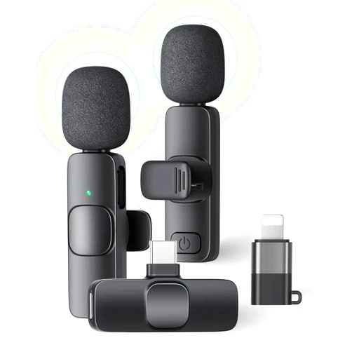 KUKIHO 2 Pack Wireless Lavalier Microphone for iPhone iPad and Android Phone, Lapel Mic Plug and Play Wireless Mic Noise Reduction Microphone for Video Recording Interview Podcast Vlog YouTube Tiktok