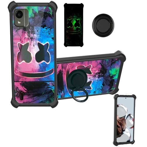 Aroepurt Nokia C110 Case Compatible with Nokia C110 Phone Case N156DL Cover [Hard PC + Soft Silicone][Ring Support] [Luminous Effect] YGH-BQ