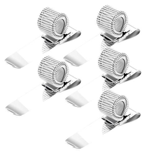 YBEATY 5 Pcs Metal Pen Holder Adjustable Single Spring Loop Pen Clip Holder Universal Silver Pencil Organizer Clip for Notebook Clipboard Journal