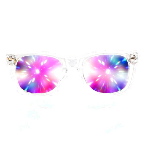 GloFX Ultimate Diffraction Glasses - Clear - 3D Prism Rainbow Effect - Great Edm, Festival, Concert, Fireworks, Christmas Lights, and Rave Accessory - Clear Frames