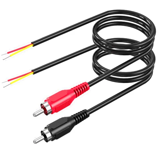 Ullnosoo RCA to Speaker Wire Adapter, 18AWG 2 Pack 3ft RCA Male Plug to Bare Cable Open End, UIInosoo Audio Cable, Red and Black