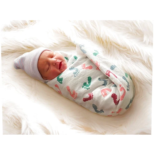 PILL THING Baby Hospital Nursery Receiving Swaddling Blankets for Newborn Babies - Breathable 100% Cotton - Durable Hospital Quality - Generous Size (Baby Feet, 6 Pack) Kuddle Up