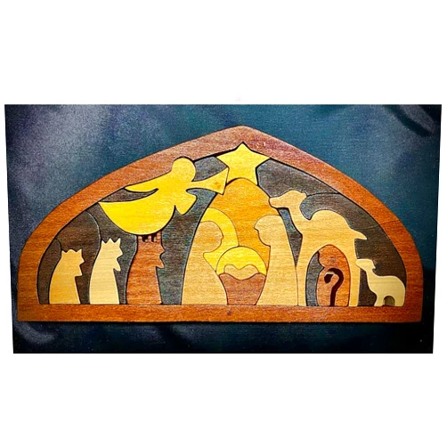 LINYUG Nativity Puzzle, Wooden Jesus Puzzle Statue for Adults and Kids, Jigsaw Puzzles Ornament Crafts with Wood Burned Design, for Home Sculpture Decorations Easter Christmas Birthday Gifts (Small)