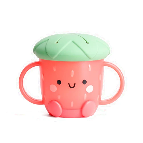 Itzy Ritzy Toddler Snack Cup - Spill-Proof Snack Cup for Toddlers with Soft Silicone Lid for Easy Food Access - Easy-To-Hold Kids Snack Container With Handles - Ideal for 12 months & Up (Strawberry)
