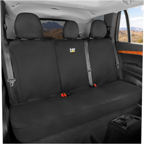 Cat® Flexfit™ Seat Cover for Cars Trucks SUV, Zipper Split Rear Bench Protector with Durable Canvas Material, Interior Cover in Black