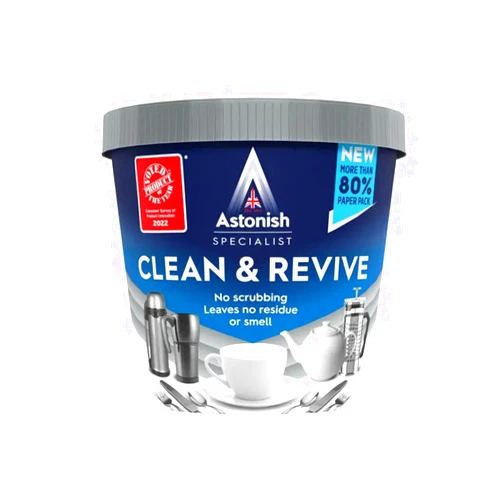 Astonish Specialist Clean & Revive Foaming Powder For Tea Pots, Coffee Mugs, & Stainless Steel - Removes Tough Ingrained Stains Left By Dishwashers For Like New Shine, 350g (2 Pack)