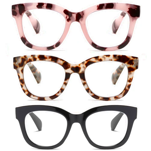 FSRTEP Oprah Style Readers for Women - Stylis Style Reading Glasses Blue Light Blocking and Spring Hinge Oval Ladies