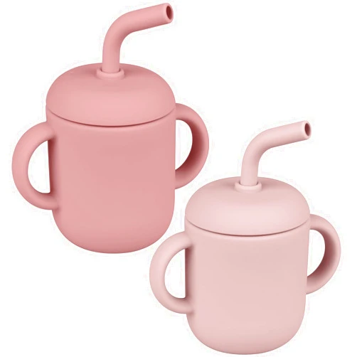 Mintlyfe Toddler Cup, 100% Food Grade Silicone Training Cup for Baby, 180ml Trainer Cup Toddler Training Straw Cup with Handles for Boys and Girls, Unbreakable (Blush/Mauve)