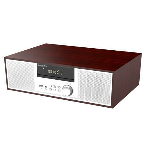 LONPOO Stereo Shelf System for Home,LONPOO Vintage CD Player 40W RMS Micro Mini System with Remote Control, Bluetooth, FM Radio, USB MP3 Playback & Aux-in,Silver