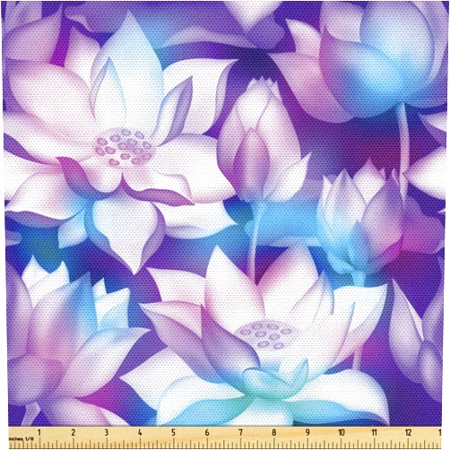 Ambesonne Floral Fabric by The Yard, Lotus Flower Bouquets Along Buds Discotic Color Blossoms Garden Art, Decorative Fabric for Upholstery and Home Accents, 1 Yard, Fuchsia Lavender