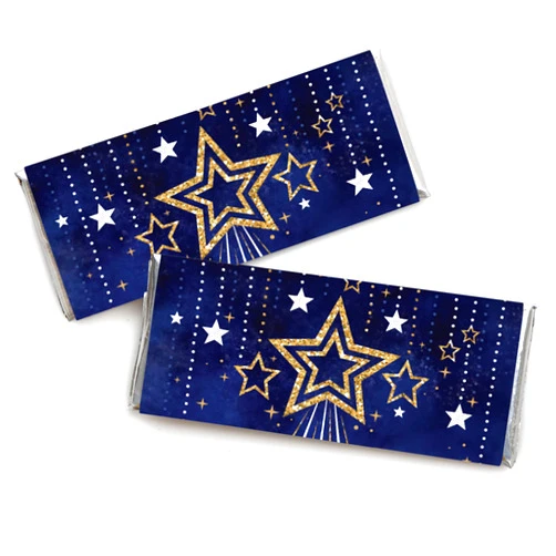 Big Dot of Happiness Starry Skies - Candy Bar Wrapper Gold Celestial Party Favors - Set of 24