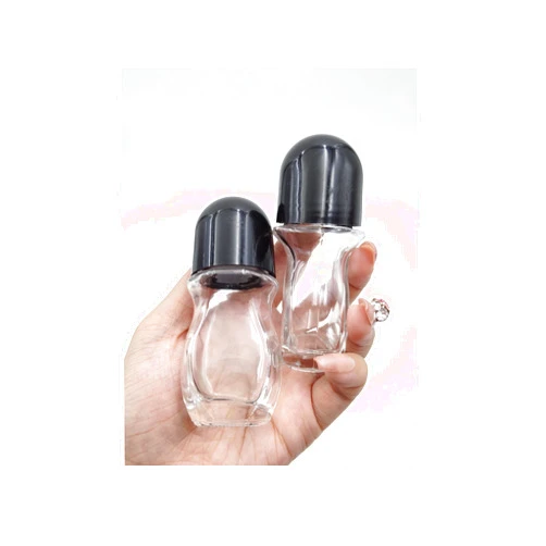 YYNGJCK 2 Packs Glass Empty Roller Bottles with Plastic Roller Ball, Deodorant Roll On Bottles Containers Leak-Proof Massage Roller Ball Bottles with Cap For Essential Oils Perfume Cosmetics (30ml/1 Oz)