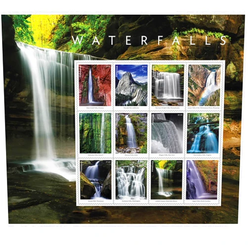 United States Postal Service USPS Waterfalls (Sheet of 12) Forever Postage Stamps US Postal First Class Nature Rock River Park Party Announcement Celebration Anniversary Wedding 2023 Scott #5800