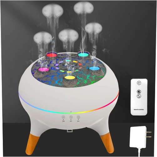Eiifiter Jellyfish Diffuser, Volcano Air Humidifiers Dynamic Sound Pickup Ultrasonic Aromatherapy Aroma Essential Oil Diffusers for Bedroom, Office, Room(5 Jellyfish, 250ml with Remote, Power Adapter)