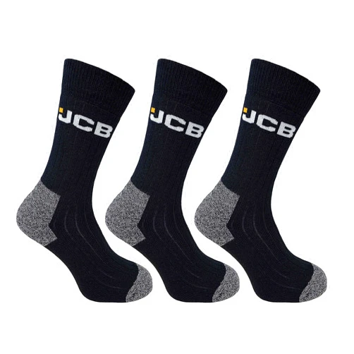 JCB - Men's Workwear Apparel Socks | 3 Pack | US Size 7-12 | Work Socks, Boot Socks, Black Socks