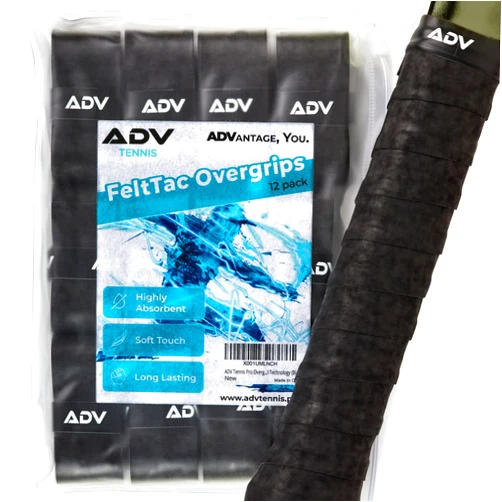ADV Tennis ADV Dry Tennis Overgrip Tape - 12-Pack - FeltTac Tennis Racket Grip Tape - Ultra Absorbent Tennis Grip Tape - High Velvety Comfort Tennis Racket Grips - Pro Tested & Designed Tennis Grips Overgrip
