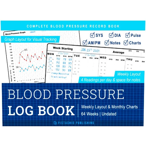 Pistachio Publishing Blood Pressure Log Book: Complete Blood Pressure Record Book with Charts & Graphs - Easily Track & Monitor Daily BP Levels & Pulse Rate | Undated Weekly Layout for 68 Weeks
