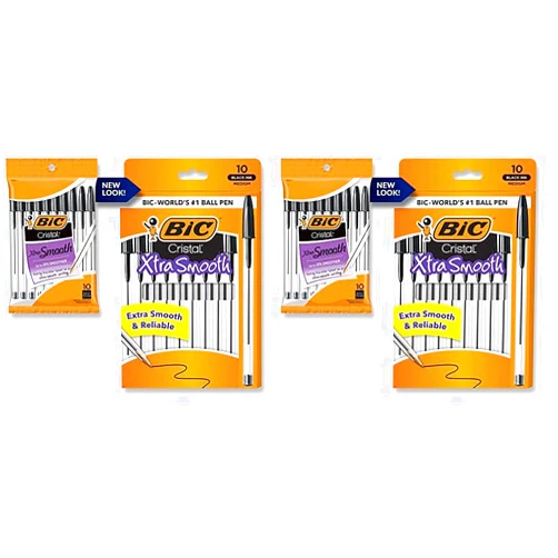 BIC Cristal Xtra Smooth Ballpoint Pen, Medium Point (1.0mm), Black, For Everyday Writing Activities, 10-Count (Pack of 2)