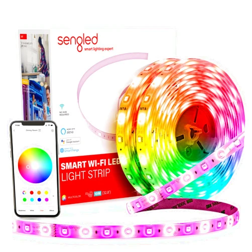 Sengled Smart Wi-Fi LED Multicolor Light Strip, 10M (32.8ft), No Hub Required, Works with Alexa & Google Assistant, RGBW, High Brightness, 2700 Lumens, Adjustable Length, 25,000 Hours Life for Home