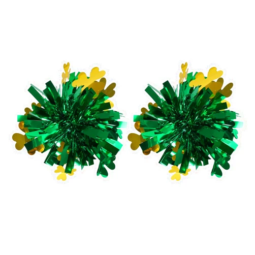 KCHIES St. Patrick's Day Glitter Irish Green Gold Shamrock Clover Hair Bows Sparkly Metallic Pom Pom Cheer Alligator Hairpins Barrette,St Pattys Parade Outfits Decor Accessory For Women Girls Gift