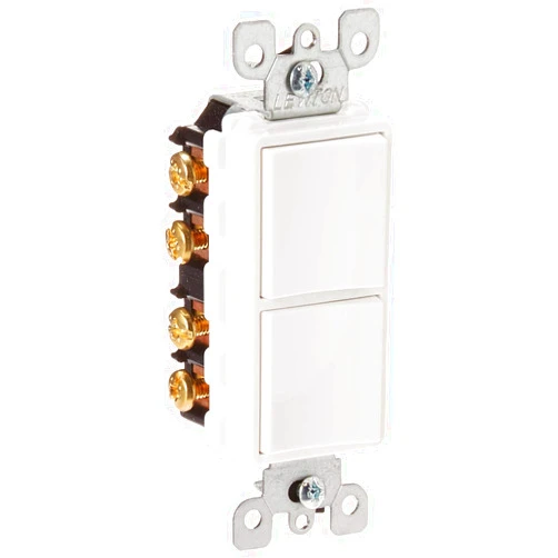 Leviton 5640-W 20 Amp, 120/277 Volt, Decora 3-Way / 3-Way AC Combination Switch, Commercial Grade, Grounding, White