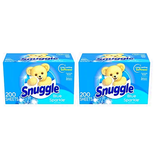 Snuggle Fabric Softener Dryer Sheets, Blue Sparkle, 200 Count (Pack of 2)
