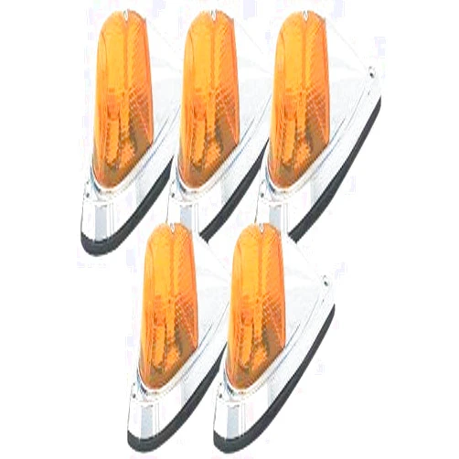 Pacer Performance 20-105 Hi-Five Amber Deluxe Chrome Teardrop Style Cab Roof Light Kit, (Pack of 5)