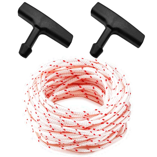 RayTour Recoil Starter Pull Handle Starter Rope Kit - 2 Black Handles 10m 3.5mm Starter Cord - Compatible with Stihl Homelite, Craftsman Poulan for Chainsaws Lawn Mowers Trimmers Generators