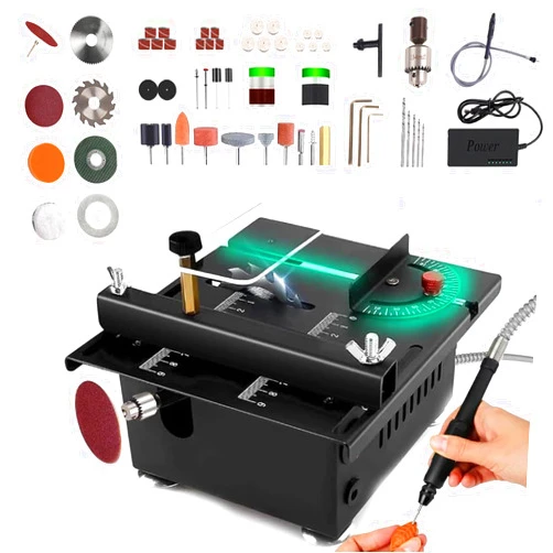 Otimark Mini Table Saw, 2025 Mini Multi-Functional Table Saw, Compact and Portable Mini Table Saw for Crafts, Mini Table Saw for Small Wood Cutting and Grinding Projects (Liftable)