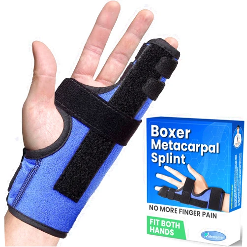 MEDILYMER Metacarpal Finger Splint Hand Brace, Pinky Finger Splint for Boxer Fractures, Two Finger Brace for 4th or 5th Finger, Ulnar Gutter Splint Right Hand and Left (S/M)