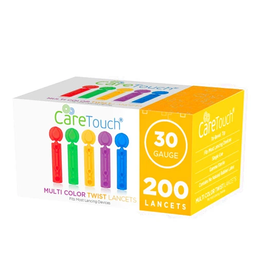 Care Touch Lancets for Diabetes Testing - 30 Gauge Diabetic Lancets for Blood Testing and Glucose Testing - Fits Most Lancing Devices - Sterile, Single Use 30g Blood Sugar Lancets - Multicolored - 200 count