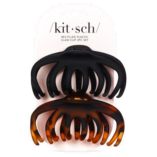 Kitsch Octopus Hair Clips for Women - Large Claw Clips for Thick Hair, Octopus Claw Clip Pack, Large Hair Claw Clips for Thin Hair & Big Hair Clips, Cute Hair Clips for Styling, 2pcs Black & Tortoise