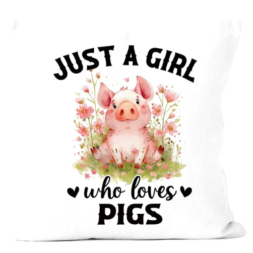 MONALET Just a Girl Who Loves Pigs Throw Pillow Covers 18x18, Gifts for Pig Lovers Women Girls, Pig Decor Pillow Cases for Bedroom Living Room, Pig Piggy Pillowcases for Couch Bed