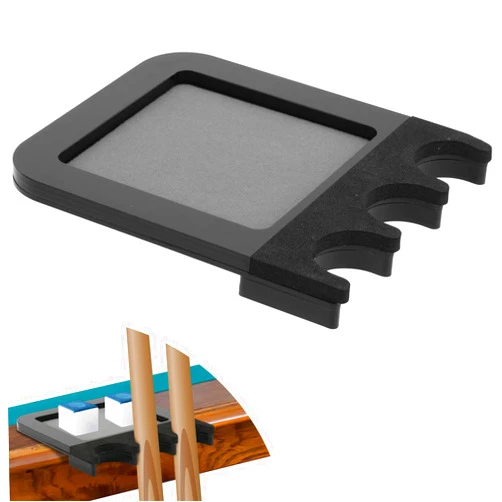 Cosmos Acrylic Portable Cue Rest Rack Pool Cue Stick Holder - Billiard Pool Table Cue Stick Claw Rack Table Edge Cue Chalk Tray with EVA Pad Holds 3 Cue Sticks, Chalk & Accessory in Billiard Room Bar