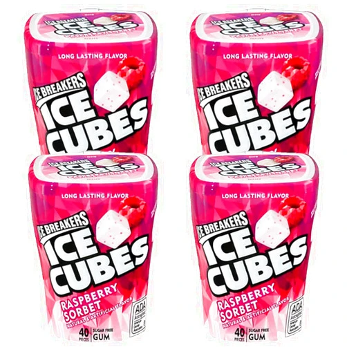 The Hershey Company Ice Breakers Ice Cubes Raspberry Sorbet Gum Bottle- 4 ct