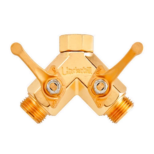 Underhill Garden Y Hose Splitter 2 Way, Heavy Duty Bib Faucet Spigot Connector with Water Shut Off Valves, Metal, 30 GPM, 3/4-Inch Thread, A-HB2HF