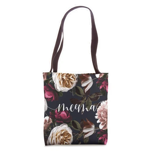 Meema Mother's Day Gifts by Vine Mercantile Meema - Cute Floral Mother's Day Gifts for Grandma Tote Bag
