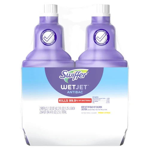 Swiffer WetJet Solution Refill for Floor Mopping and Cleaning, All Purpose Multi Surface Floor Cleaning Solution, Fresh Citrus Scent, 1.25 Liters (2 Pack)