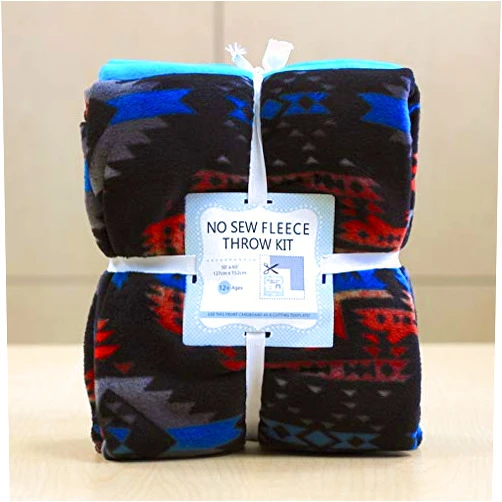 YourFleece Southwest Black Anti-Pill No-Sew Throw Fleece Fabric Kit (72x60)