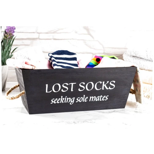 UpTrend Design Lost Socks Basket for Laundry Room Farmhouse Laundry Room Décor and Accessories Lost Socks Bin For Laundry Room Sock Basket for Laundry Sock Holder for Laundry Lost Socks Sign