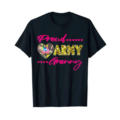 Proud Army Family by TCorner Proud Army Granny Camo US Flag Dog Tag Military Grandma Gift T-Shirt