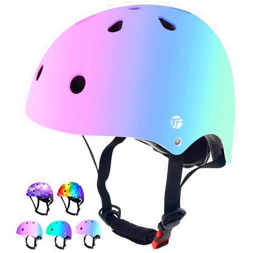JeeFree Adjustable Color Gradient Toddler Kids Bike Helmet for 3-5-8-14+Ages Girls Boys.Skateboard Bicycle Toddler Helmet 2-4 Years for Multi-Sports Cycling Scooter Inline Roller Skates Rollerblading