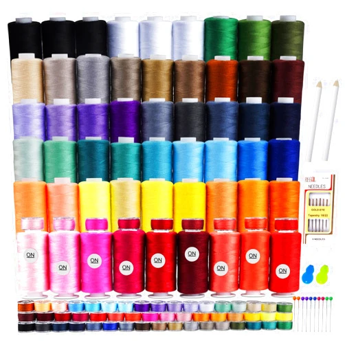 ilauke 50 Colors Sewing Thread, 124 Pcs Bobbins Sewing Threads Kit for Hand/Sewing Machine, 500 Yards Sewing Machine Thread Spools for Sewing Brother Singer Janome Machine with Sewing Supplies